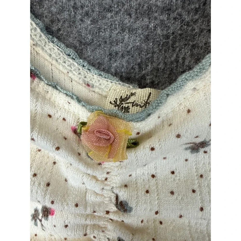 Free People Intimately Pajama Set Size L Floral Pointelle Cami & Pants Sleepover